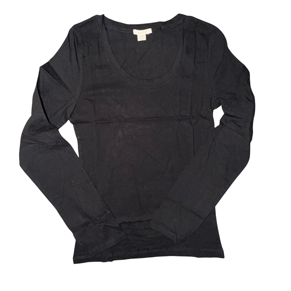 Bozzolo Women's Black Long Sleeve Scoop Neck‎ Basic Tee Shirt Top, Size L, NWT - Picture 2 of 5
